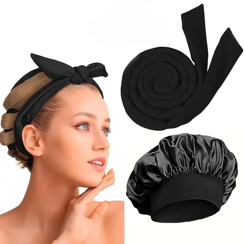 Heatless Curling Rod Headband Satin Bonnet Soft Hair Curler No Heat Hair Rollers Curlers Lazy Curls Sleeping Cap Styling Tools