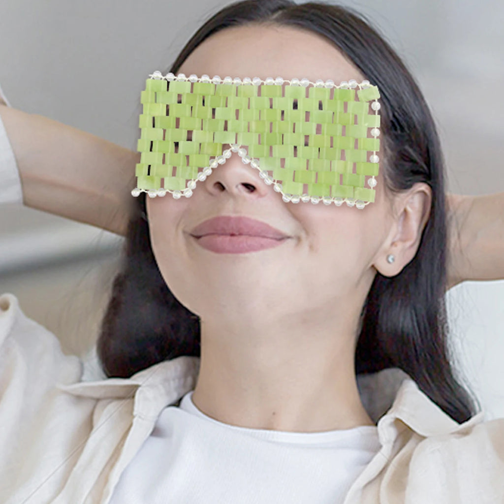 Jade Eye Face Mask Massager Cooling Sleep Eye Facial Mask & Comb Guasha Scraping Scalp Comb Facial Massage Tool SPA Beauty Tool