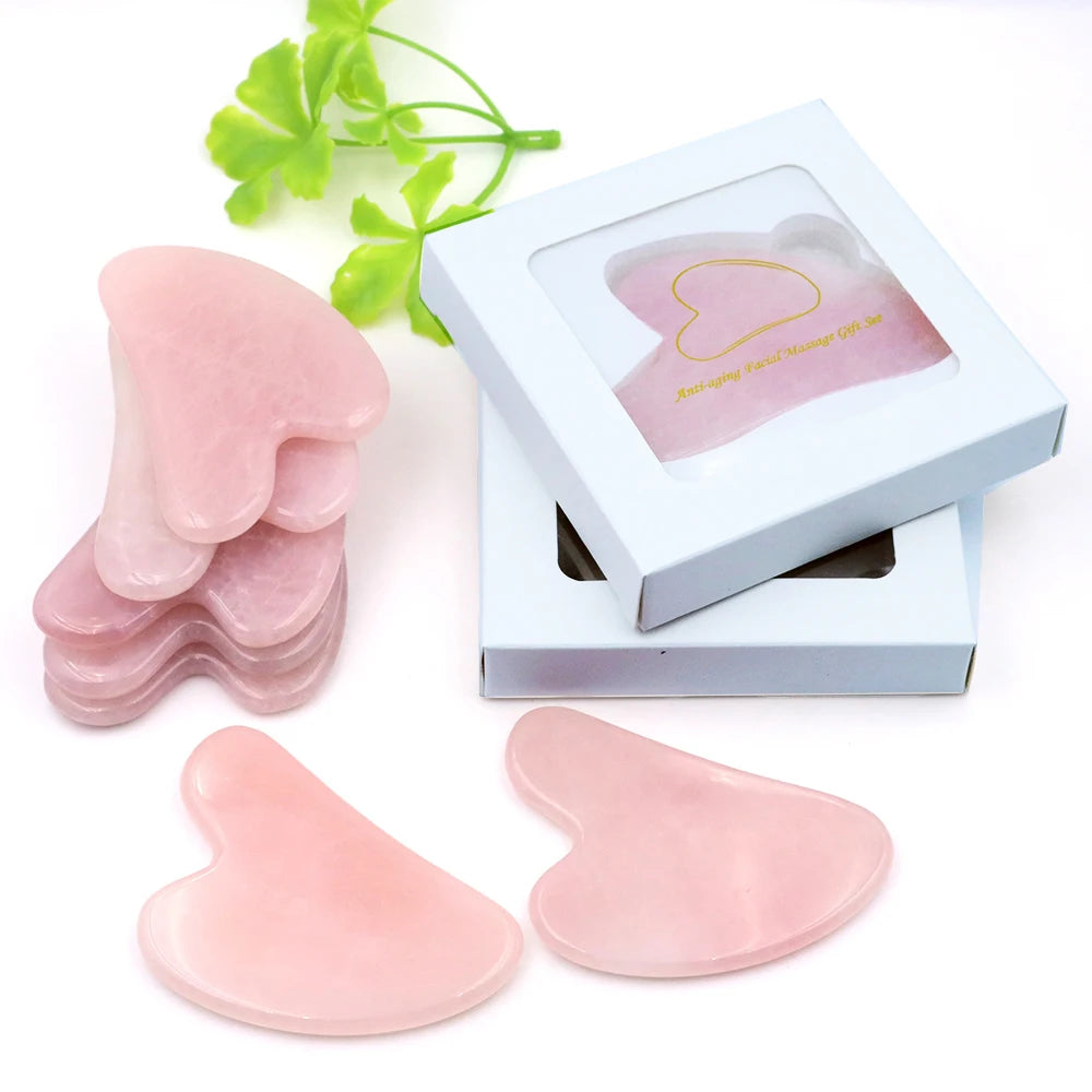 Natural Rose Quartz Gua Sha Massage Board Face Massager Scrapers Tool for Face Neck Back Body SPA Physical Therapy Guasha Tools