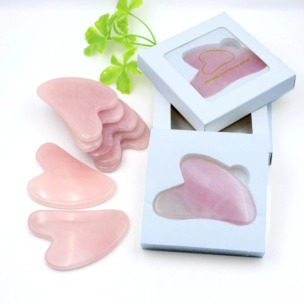 Natural Rose Quartz Gua Sha Massage Board Face Massager Scrapers Tool for Face Neck Back Body SPA Physical Therapy Guasha Tools