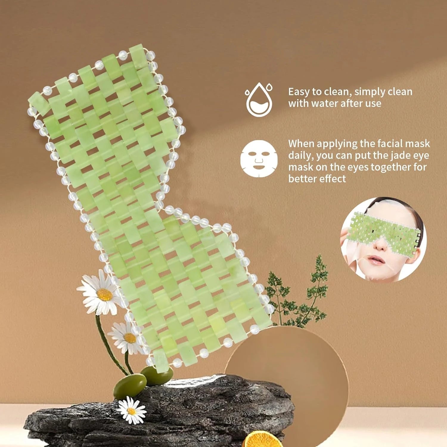 Jade Eye Face Mask Massager Cooling Sleep Eye Facial Mask & Comb Guasha Scraping Scalp Comb Facial Massage Tool SPA Beauty Tool