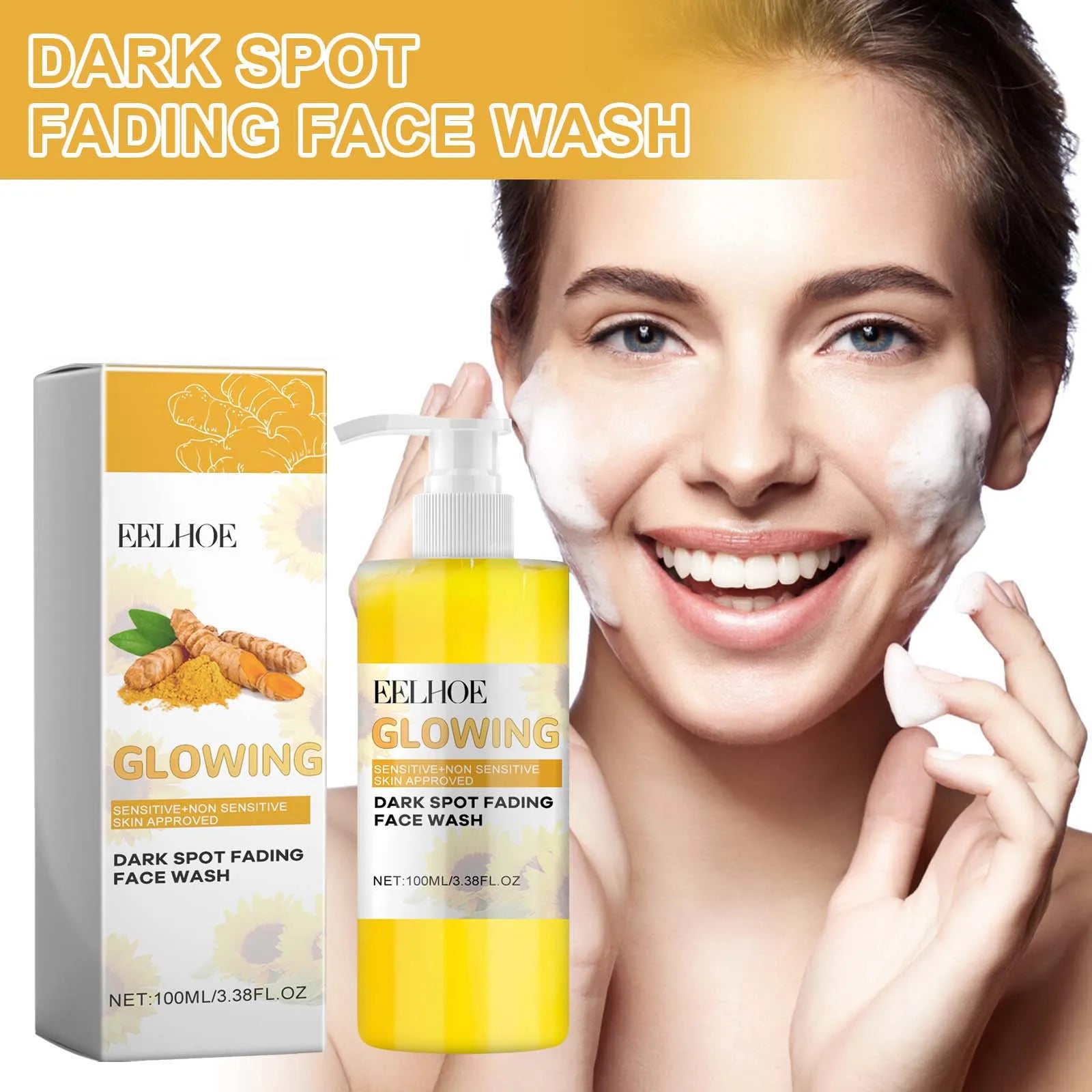 Turmeric Brightening Cleanser Deep Cleansing Makeup Remover Refreshing Non-Tightening Facial Wash Natural Skincare Formula