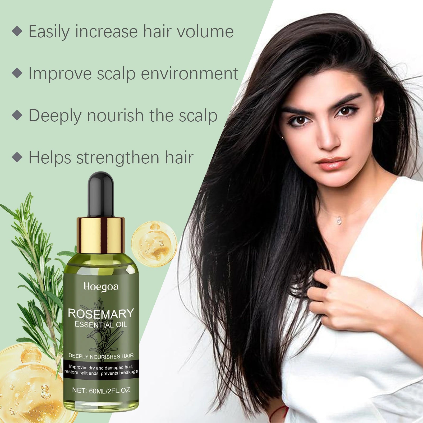 Rosemary Serum For Hair Growth Anti Loss Strengthening Smooth Hair Thicken Scalp Nourishing Repair Hair Regrowth Essential Oil
