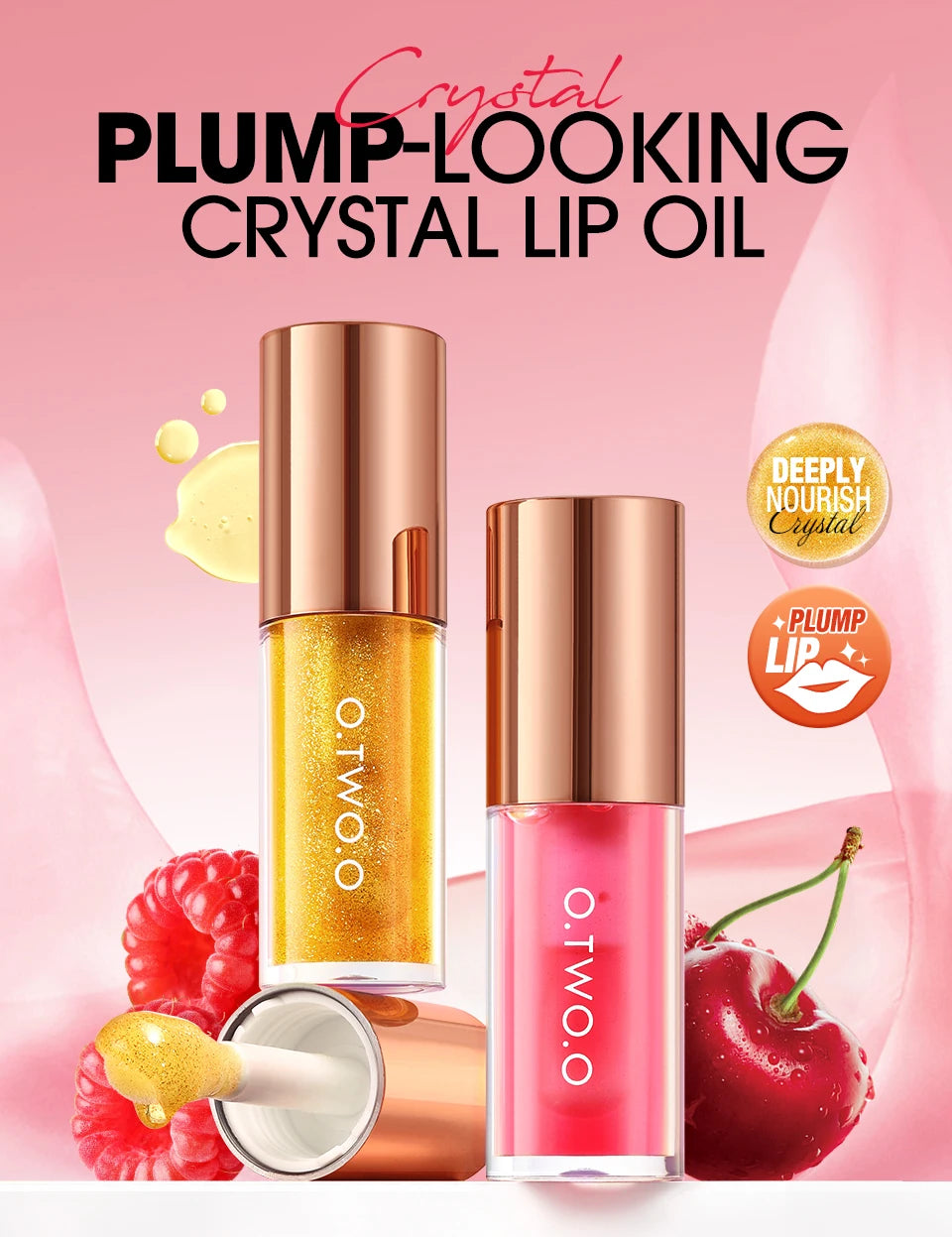 Lip Oil Gloss Plumper Moisturizing Non Sticky Shine Glitter Primer