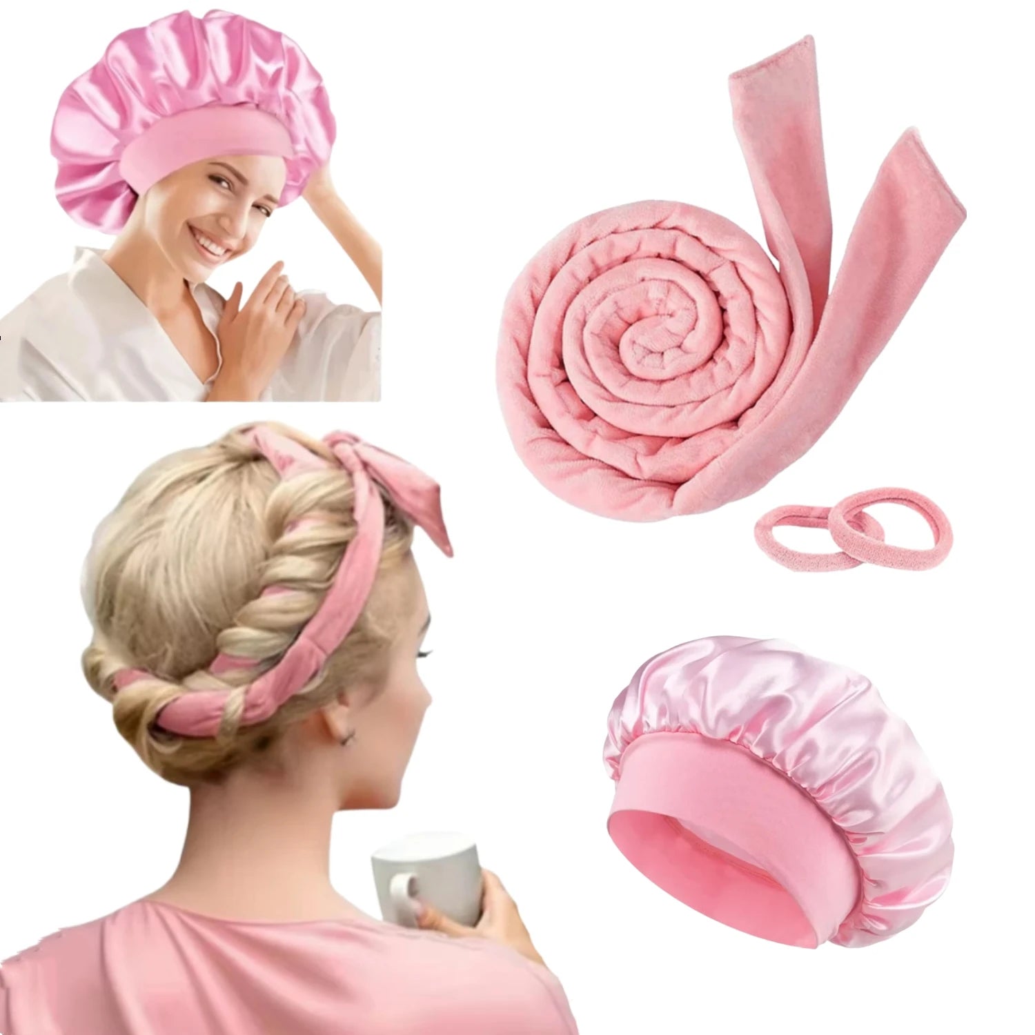 Heatless Curling Rod Headband Satin Bonnet Soft Hair Curler No Heat Hair Rollers Curlers Lazy Curls Sleeping Cap Styling Tools