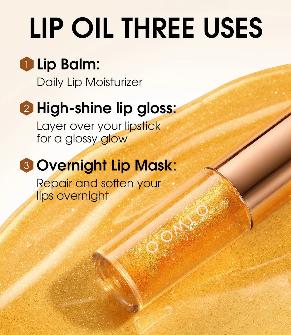 Lip Oil Gloss Plumper Moisturizing Non Sticky Shine Glitter Primer