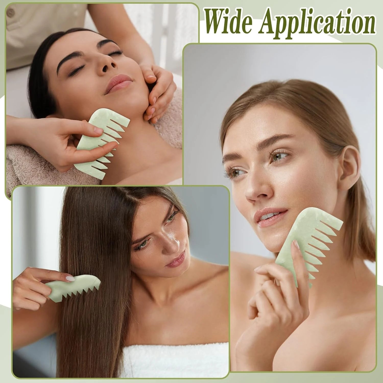 Jade Eye Face Mask Massager Cooling Sleep Eye Facial Mask & Comb Guasha Scraping Scalp Comb Facial Massage Tool SPA Beauty Tool