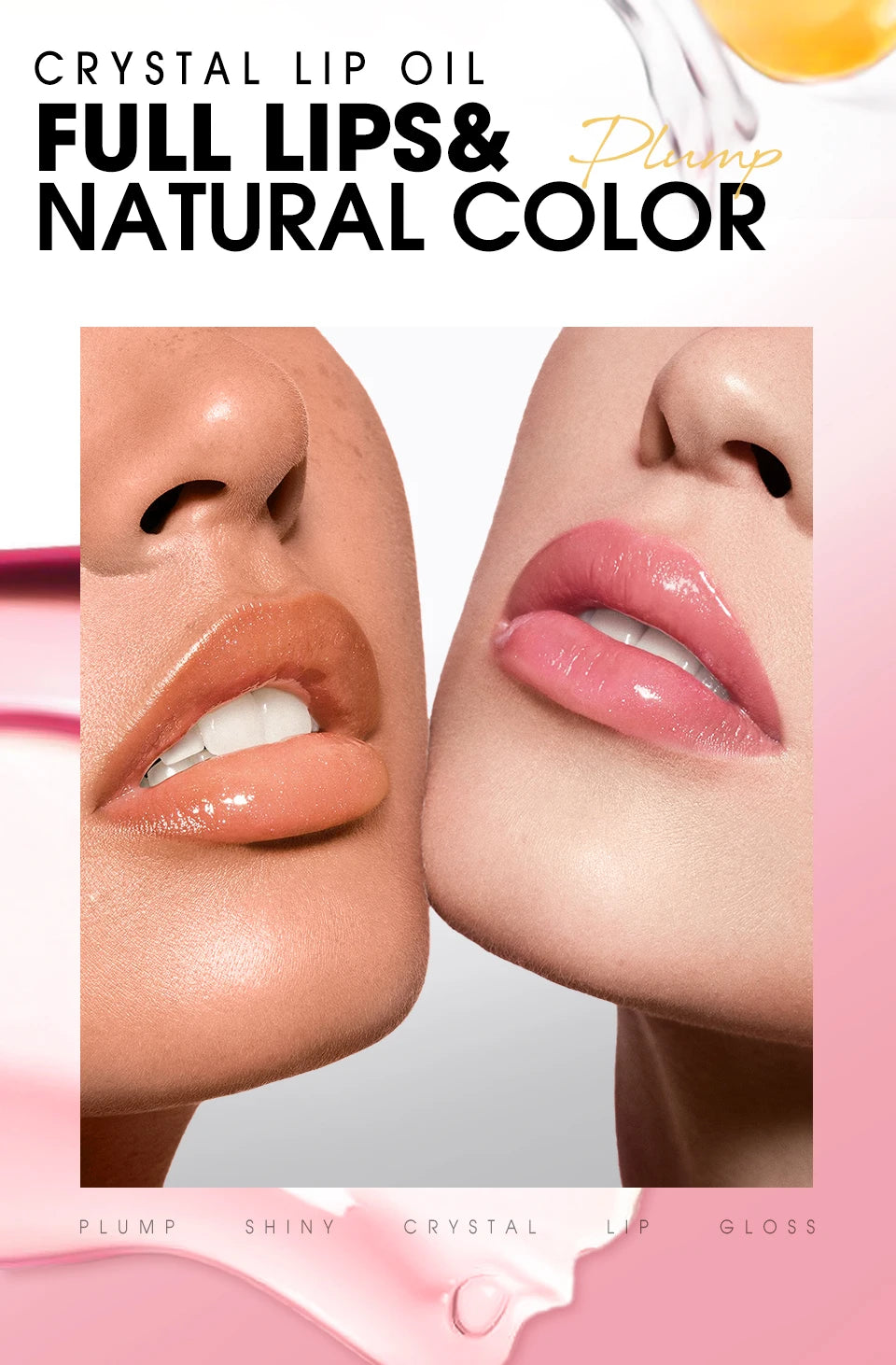 Lip Oil Gloss Plumper Moisturizing Non Sticky Shine Glitter Primer