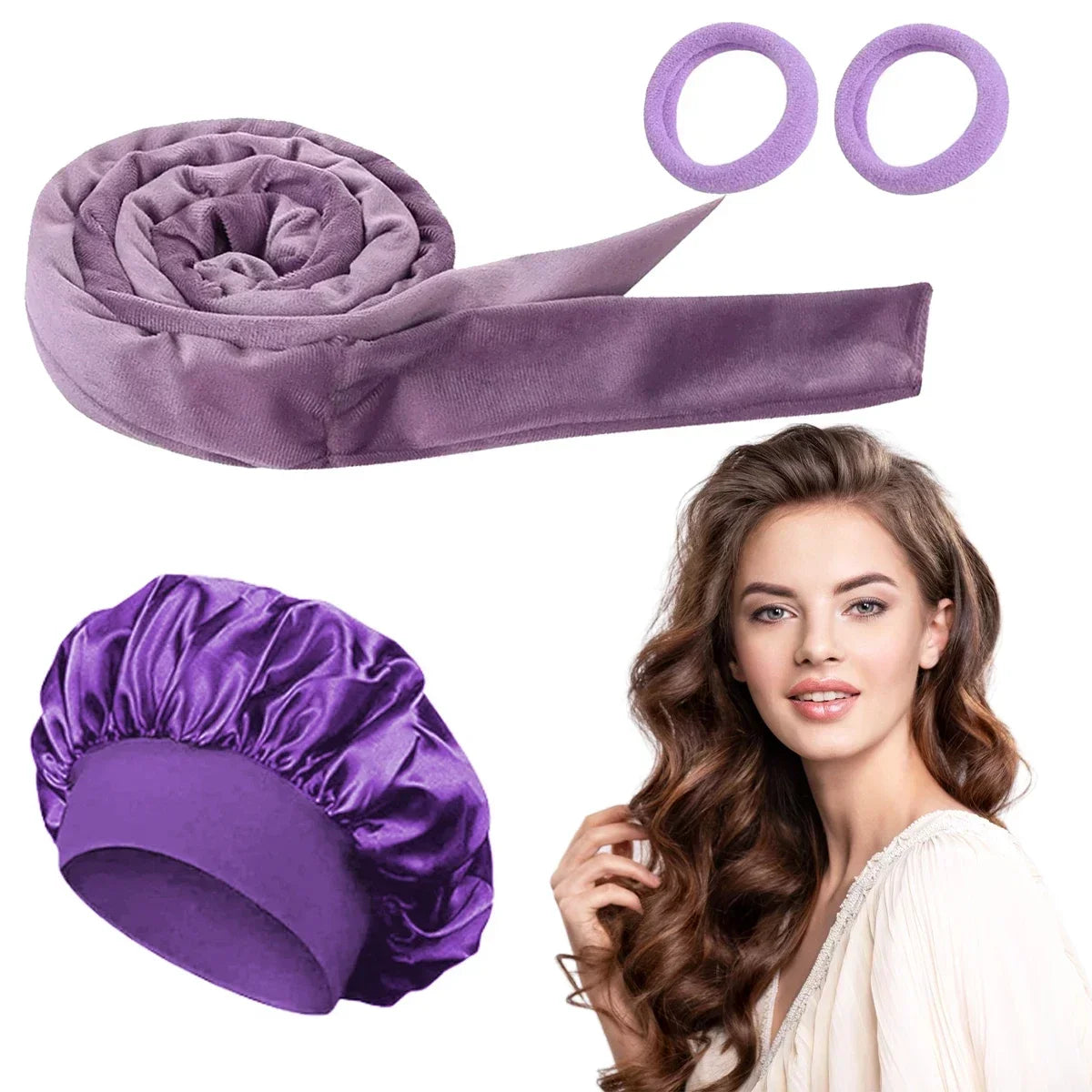Heatless Curling Rod Headband Satin Bonnet Soft Hair Curler No Heat Hair Rollers Curlers Lazy Curls Sleeping Cap Styling Tools