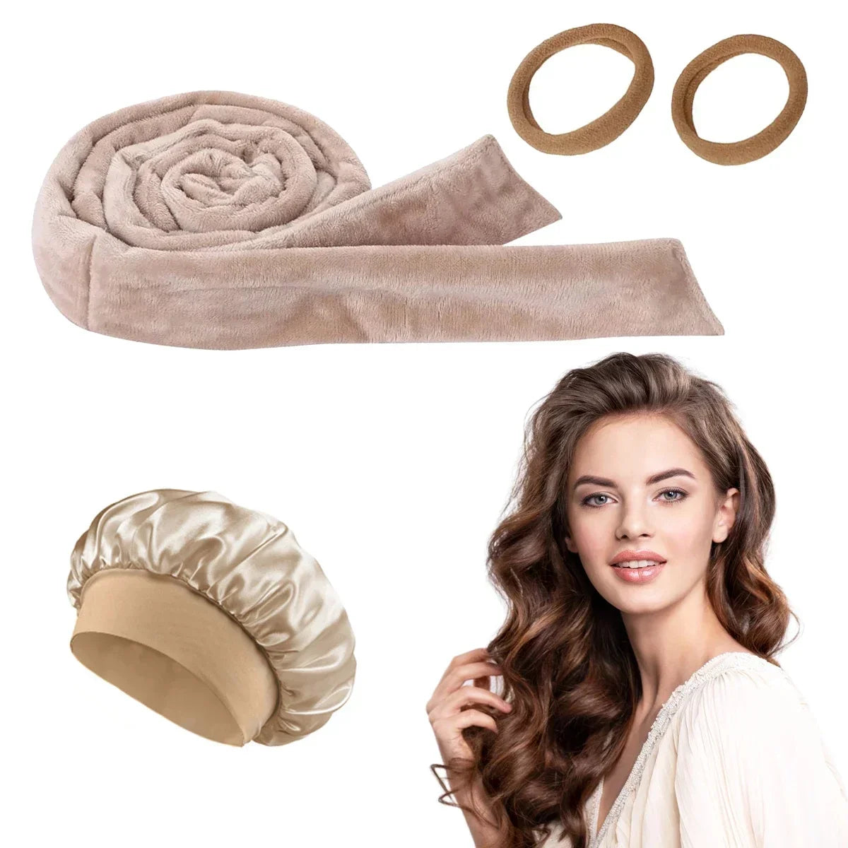 Heatless Curling Rod Headband Satin Bonnet Soft Hair Curler No Heat Hair Rollers Curlers Lazy Curls Sleeping Cap Styling Tools