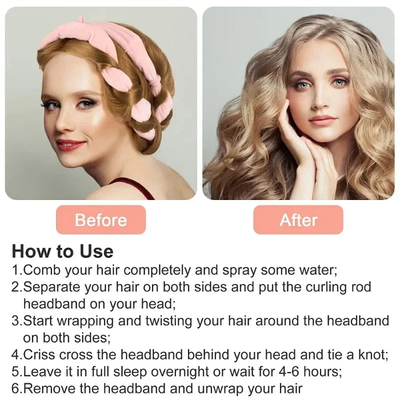Heatless Curling Rod Headband Satin Bonnet Soft Hair Curler No Heat Hair Rollers Curlers Lazy Curls Sleeping Cap Styling Tools