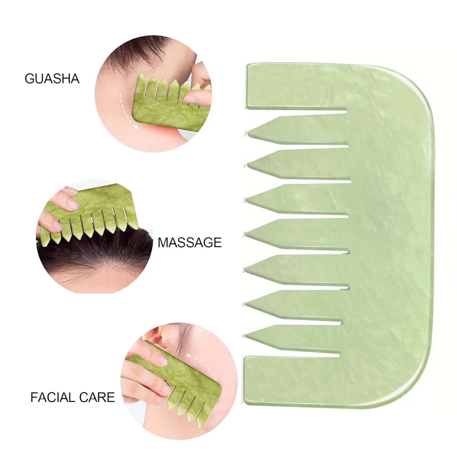 Jade Eye Face Mask Massager Cooling Sleep Eye Facial Mask & Comb Guasha Scraping Scalp Comb Facial Massage Tool SPA Beauty Tool