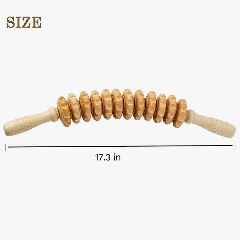 Massage Roller Wood Therapy Tool Handheld Cellulite Trigger Point Stick Lymphatic Drainage Anti Cellulite Muscle Release Roller