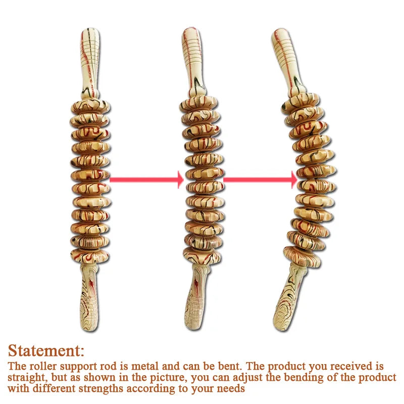 Massage Roller Wood Therapy Tool Handheld Cellulite Trigger Point Stick Lymphatic Drainage Anti Cellulite Muscle Release Roller