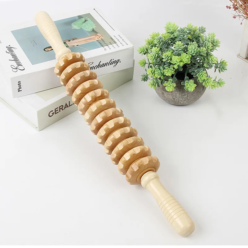 Massage Roller Wood Therapy Tool Handheld Cellulite Trigger Point Stick Lymphatic Drainage Anti Cellulite Muscle Release Roller